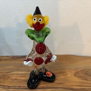 Vintage Murano Art Glass Clown Figurine 7.25” Colorful Beautiful Sticker